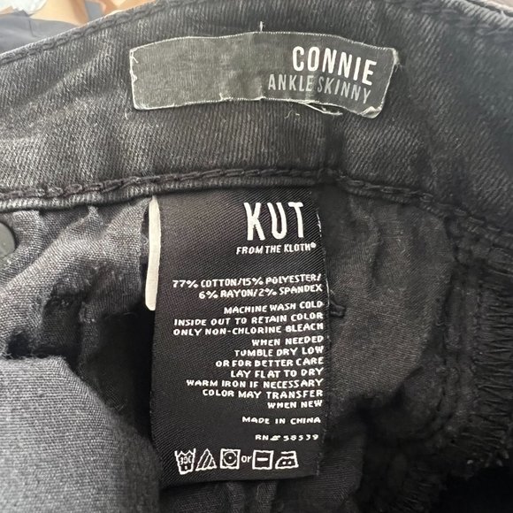 KUT From The Kloth Connie Ankle Skinny Jeans - Black Size 6 - Picture 8 of 8